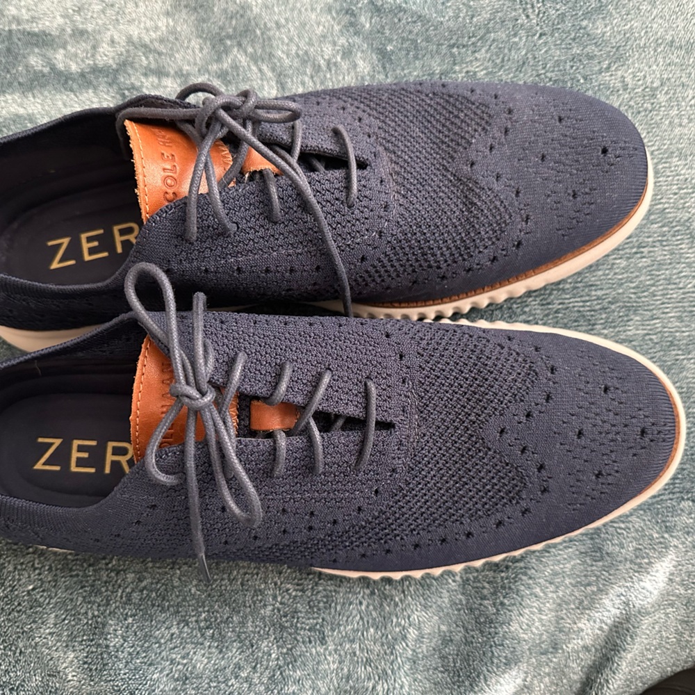 Gently Worn Men’s size 13 Cole Haan ZeroGrand Blue and Brown Oxford Shoes